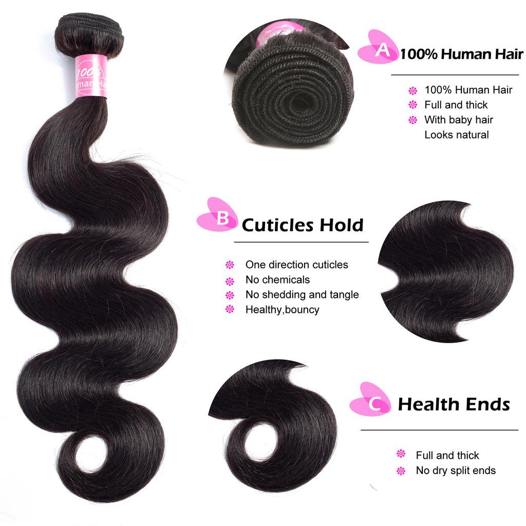 Body Wave Bundles Human Hair Unprocessed Brazilian Virgin Hair 3 Bundles