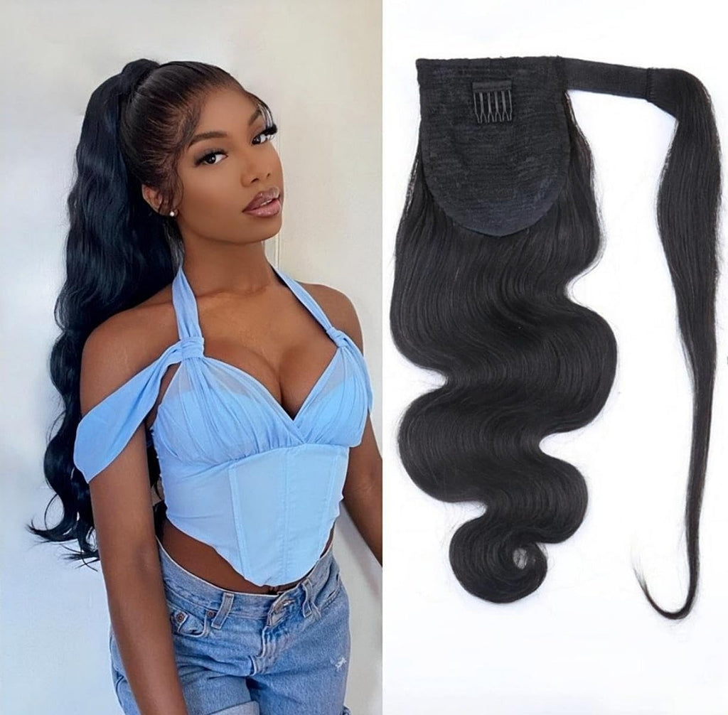 Body Wave Ponytail InvisiFit Strap Cap With Clip In 100% Human Hair