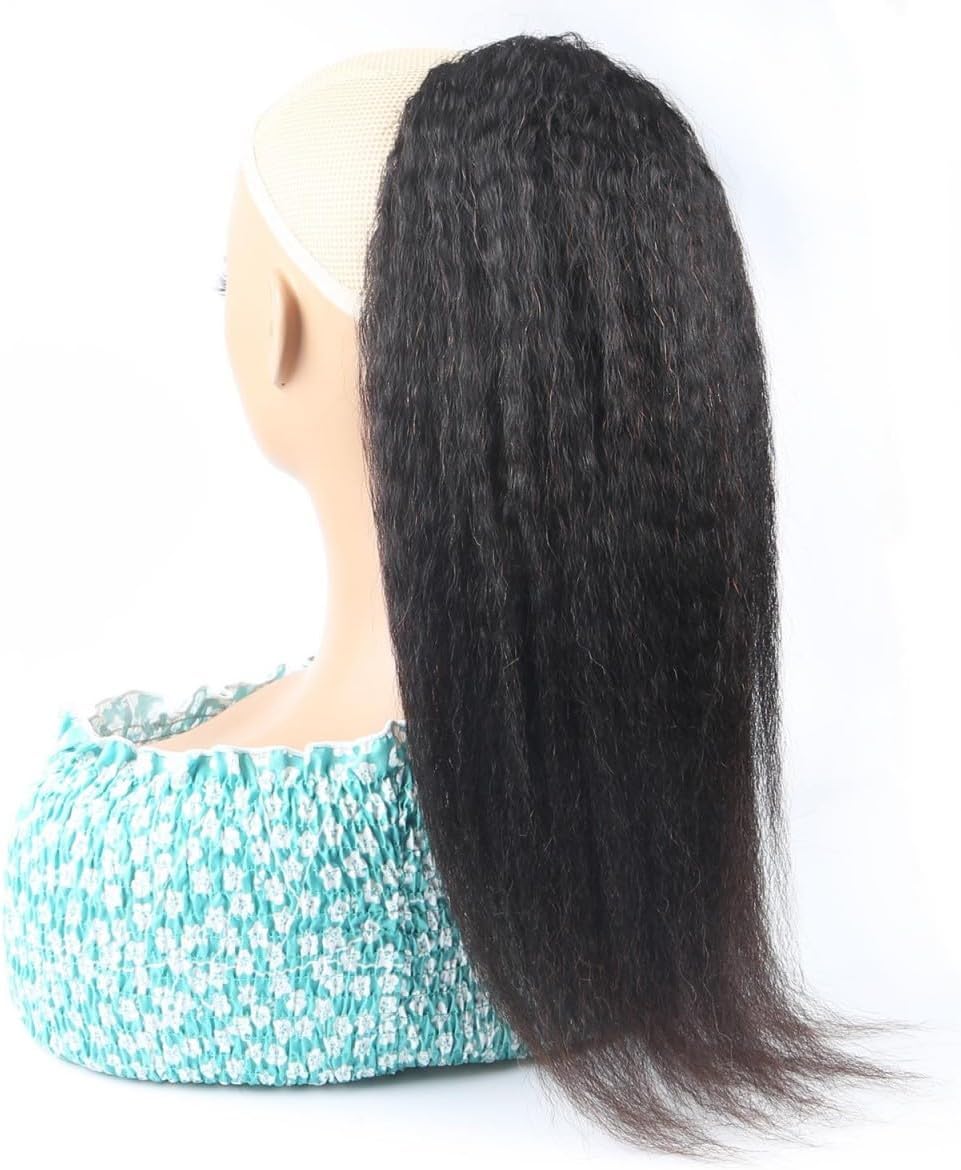Wrap Around Real Kinky Straight Clip in Human Hair Ponytail
