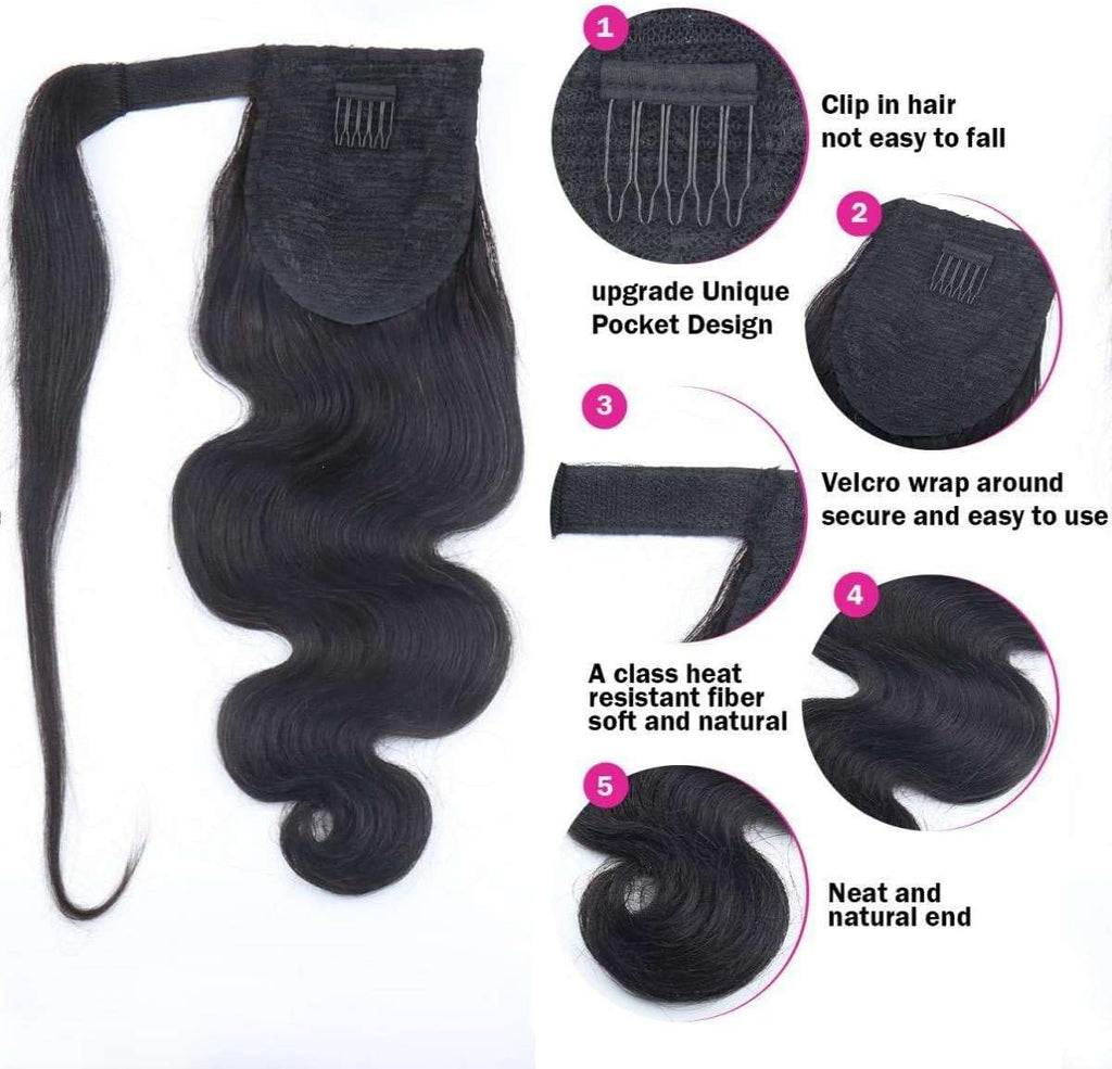 Body Wave Ponytail InvisiFit Strap Cap With Clip In 100% Human Hair