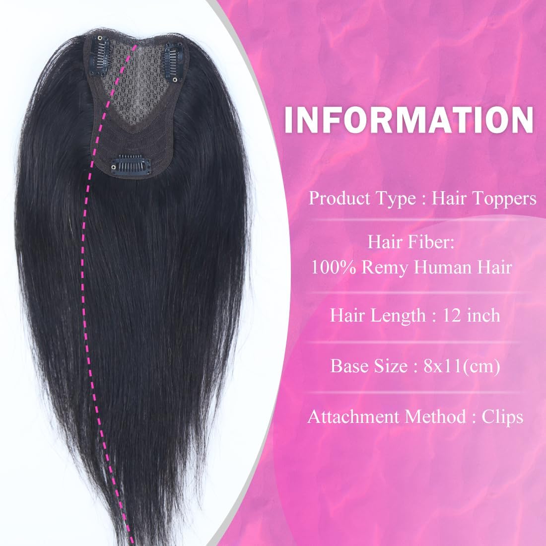 Hair Toppers for Women Real Human Clip In Topper No Bangs Upgrade Handmade Swiss Lace Base