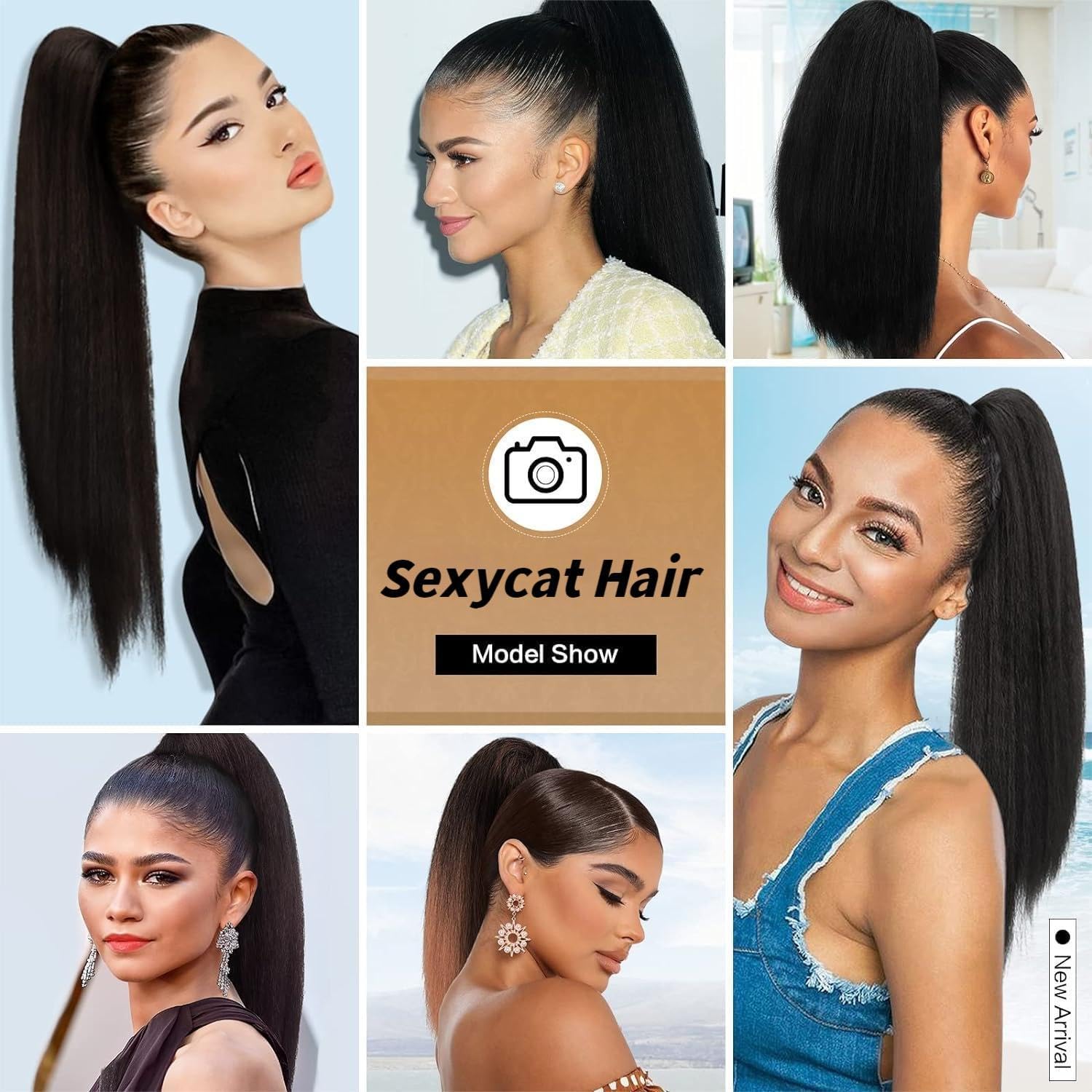 Wrap Around Real Kinky Straight Clip in Human Hair Ponytail