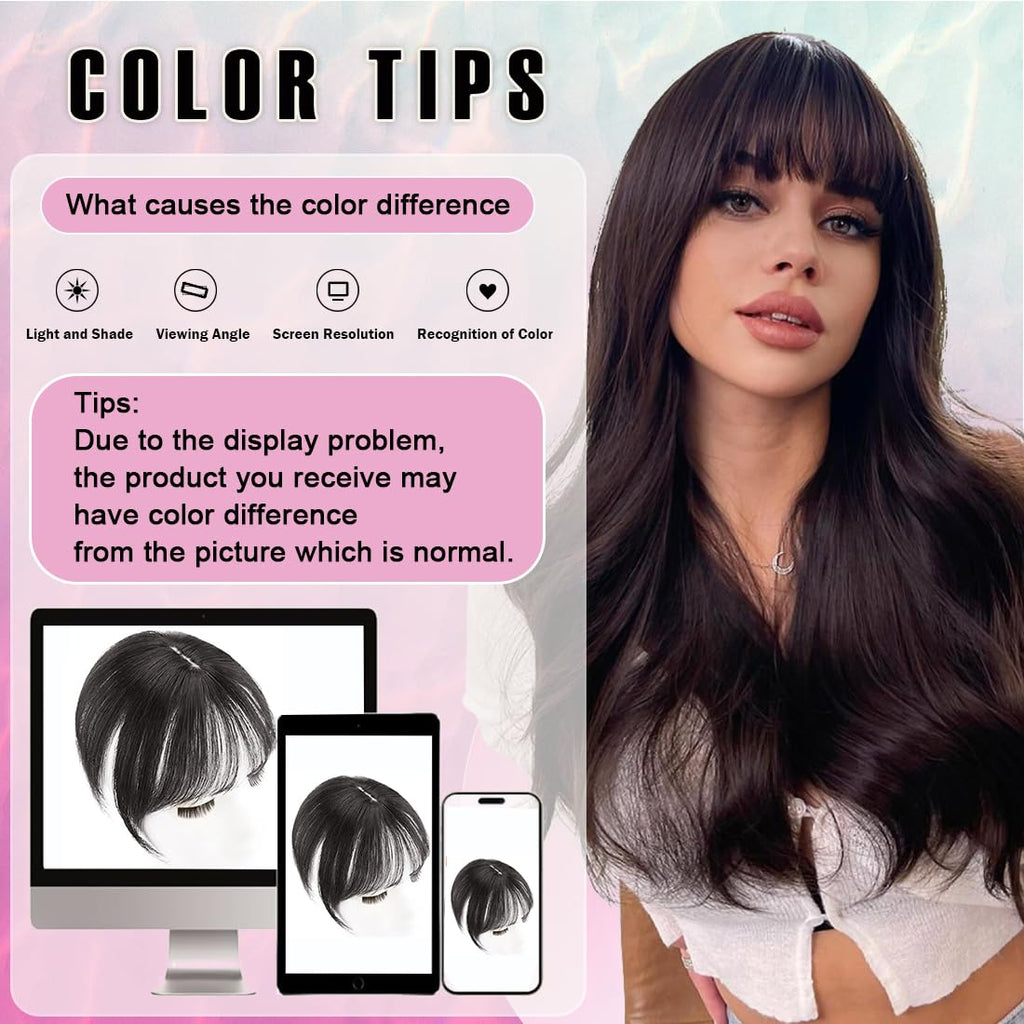 Hair Toppers for Women Real Human Hair 3D Cover Human Topper with Bangs Wispy Bangs