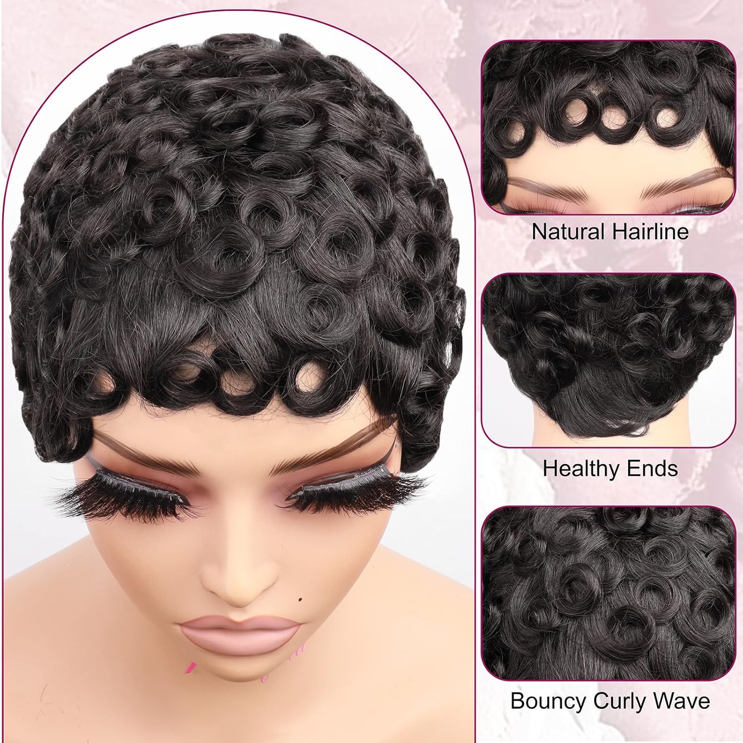 Brazilian Curly Pixie Cut Wig Human Hair Glueless Short Layered Wigs