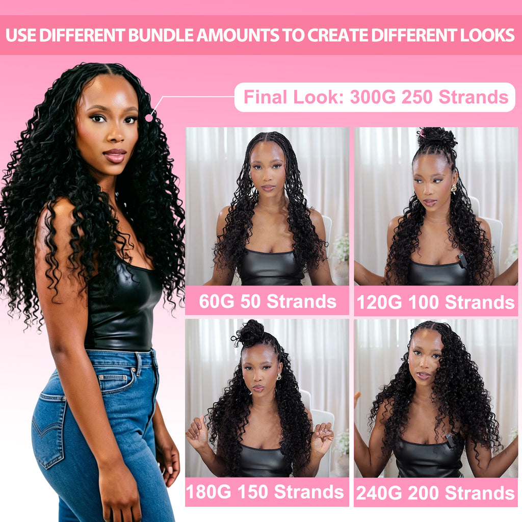 Burmese Curly Crochet Human Hair, Designed for Miracle Knots Boho Braids Plush Texture Time-Saving Wear 60g/pack