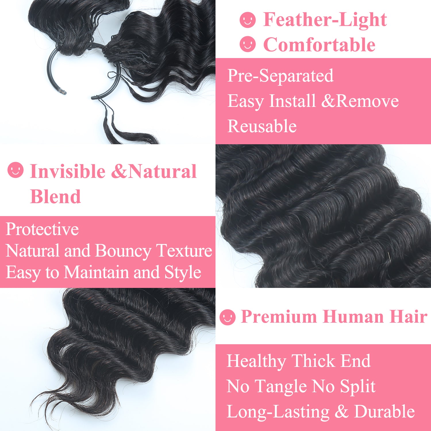 Deep Curly Crochet Human Hair for Natural Boho Braids Miracle Knots Ready Time-Saving Pre-Separated