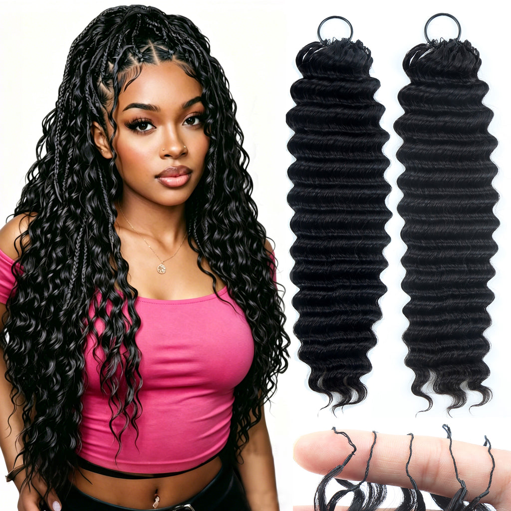 Deep Curly Crochet Human Hair for Natural Boho Braids Miracle Knots Ready Time-Saving Pre-Separated